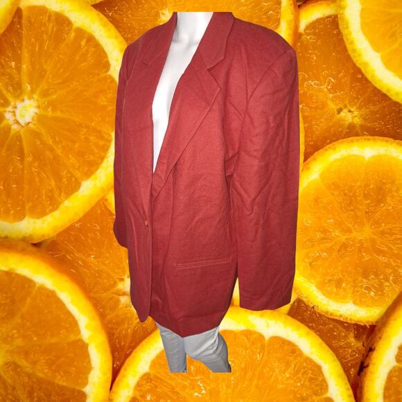 Sag Harbor Red Wool Blazer Size 16 - Picture 6 of 6
